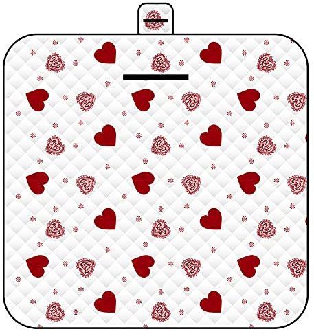 DOTBUY-SHOP Picknickdecke Wasserdicht, Campingdecke Stranddecke Maschinenwaschbar Faltbar Kinder Picknickmatte, für Outdoor Strand, Campen, Wandern und Ausflüge (150x200cm,Rotes Herz)