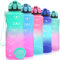 Niggeey Bouteille d'eau 2L, 1,5L, 1L, 700ML, 500ML Gourde Reutilisable, Sport Gourde en Plastique Tritan sans BPA, avec Filtre et Marqueur de Temps, pour Enfant et Adultes, Maison et Extérieur