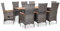 Yolola 9 teilig Garten Sitzgruppe mit 8 Gartenstuhl, 2 Gartenstuhl Verstellbar Poly Rattan Gartenmöbel Set 8 Personen Gartentisch mit Stuehlen Gartengruppe Sitzgarnitur Gartengarnitur Grau