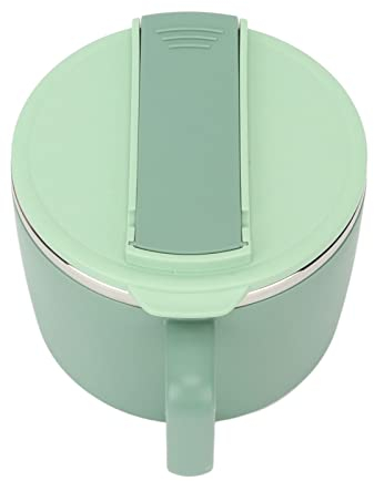 Microwave Noodle Bowl with Chopsticks and Spork 1200ml 304 Stainless Steel Portable Ramen Cooker Bowl with Lid for Office (Green)