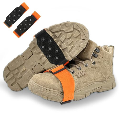 Aoreun Ramponcini, Ramponi per Scarponi Scarpe, Trazione Antiscivolo su Scarpe con 7 Borchie Neve Ghiaccio, Alpinismo da Ghiaccio Neve Inverno Camp per Donna e Uomo Trekking,turismo,alpinismo
