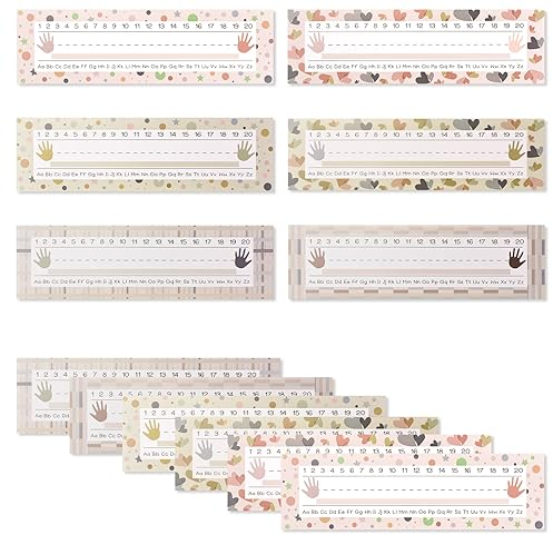 MOROBOR Etiquetas de nombre de escritorio, 60 placas de nombre de estudiante con patrón de palma, etiquetas de nombre para el aula con puntos de pegamento para niños, jardín de infantes, escuela