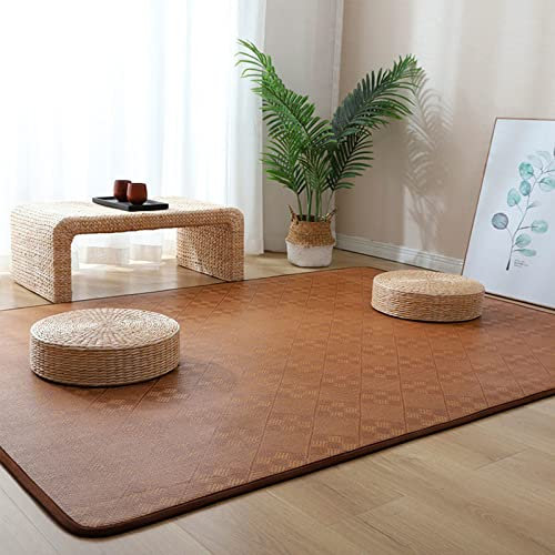 Tapis de sol tatami japonais, en rotin naturel, antidérapant, respirant, pliable, pour salon, chambre à coucher, tapis de jeu rampant