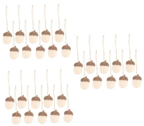 IMIKEYA 30 STK Eichel-bündel Aus Filz Weihnachtliche Hängende Dekore Thanksgiving-Akron Eichelschmuck Für Den Weihnachtsbaum Kleine Eicheln Zum Basteln Anhänger Weiß Gefühlt Buchstabe