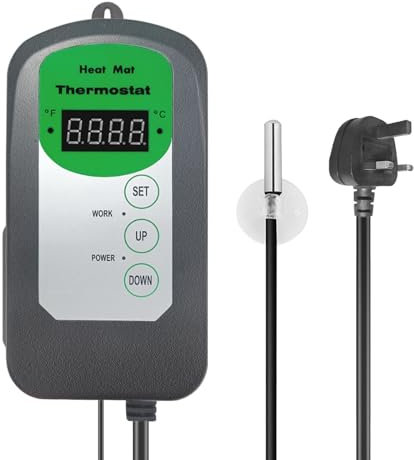 HYDGOOHO Heat Mat Thermostat Controller, 40–108 ºF 1000W for Seedlings Germination,Reptiles,Incubation and Fermentation Indoors