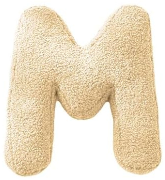 Mealini BUCHSTABENKISSEN - Buchstabe M, wollweiß, ca 28 x 28 cm, Buntes Kissen Alphabet für Namen