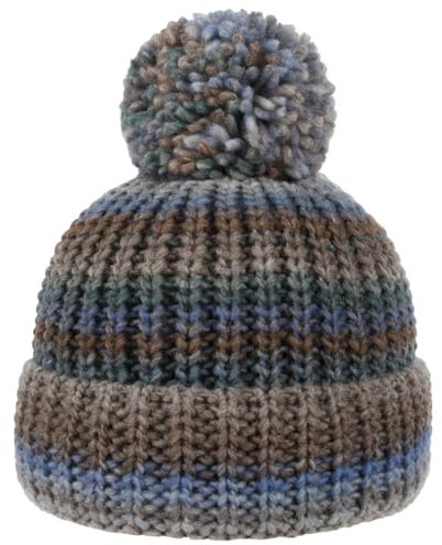 LIERYS Finja Bommelmütze Strickmütze Damen - Wintermütze Made in Germany - Pudelmütze mit wärmendem Schurwollanteil - Mütze in One Size (54-59 cm) - Beanie Herbst/Winter Taupe One Size