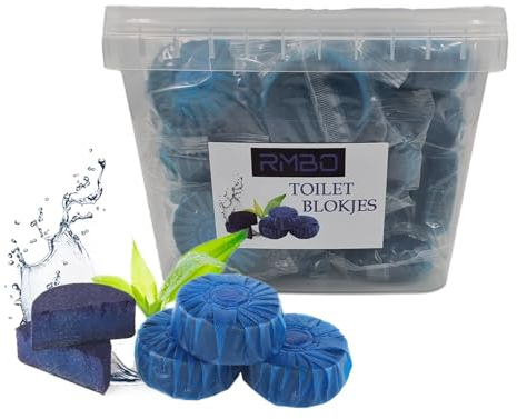 RMBO WC Spülkasten Tabs, WC Reinigungswürfel 50 Tabletten in Vorteilsverpackung - Umweltfreundliche Spülkastentabs, Geeignet für Geberit, Grohe Toilettenblockhalter und andere Einbau-Spülkästen