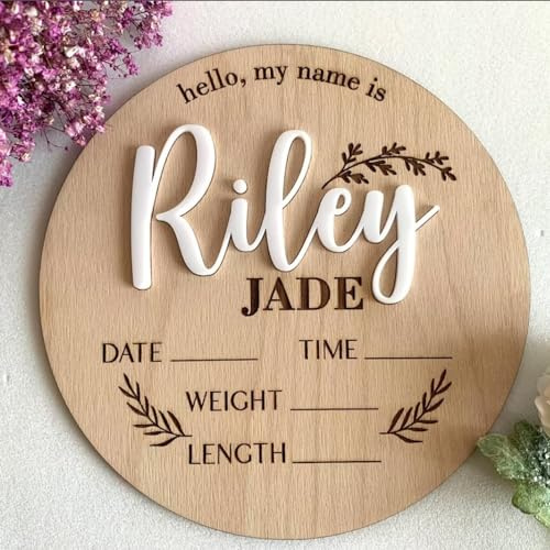 Personalisiertes Baby-Ankündigung Schild Mit Individueller Name, Willkommensschild Für Neugeborene, Babyname, Neugeborenes Baby, Neugeborenen-Geschenk,Babyparty-Geschenk(10cm/4in)