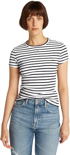 Tommy Jeans Damen T-Shirt Kurzarm Essential Rib Slim Fit