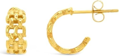 ARS-ARGENTI Creolen Ohrringe Damen Mädchen Sterling Silber 925 Gold 18K - hypoallergen (Ideal für den Alltag! MELANIE Edelstahl 18K vergoldet 11x2mm)
