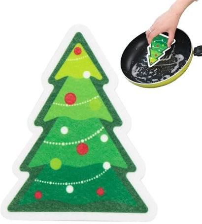 Weihnachtsschwamm | Weicher Schwamm für Spülmaschine in Form eines Weihnachtsbaums in Form eines Gewürzmanns, vielseitiges Scheuerschwamm, Reinigungszubehör für die Küche