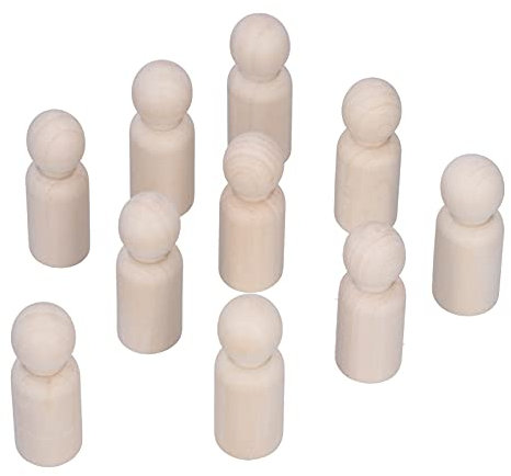 Lybunair 10-teiliges unlackiertes Holz-Puppen-Familien-Set für DIY-Graffiti-Malerei (männliche Marionette)