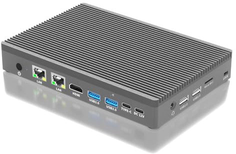 HEIGAOLAPC Micro Firewall 12th N100(3.4 GHz), Mini Computer Portatili, Mini PC 16GB 256GB eMMC, Type-C USB3.2, Dual LAN, 2.5G Ethernet, Dual Display, 4K 60Hz, WiFi BT 5.2 per Aziende Case Uffici