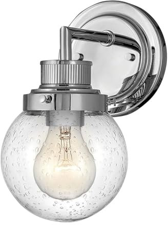 Wandlampe Bad Glas Metall H: 23,7 cm IP44 Chrom poliert E27 Kugel Schirm Vintage Design Wandleuchte Badezimmer Spiegel Licht
