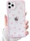 NITITOP Compatible with iPhone 11 Pro Max Case Cute Clear Pink Durable Love Heart Pattern for Girls Women Soft TPU Transparent Colourful Frame Full Camera Lens Shockproof Protective Cover - Pink