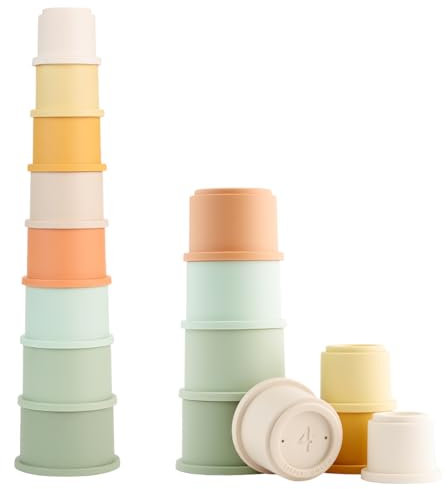 Little Dutch 2013819 Lot de 8 gobelets empilables en plastique pour le bain Multicolore