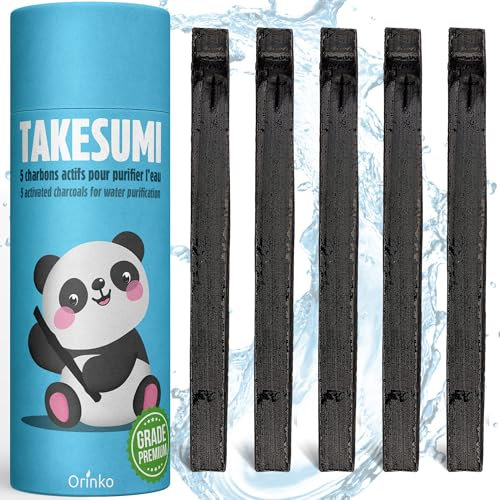 ORINKO Binchotan Bio x5 - Charbon Actif Takesumi de Bambou pour Purification de l'Eau - Filtration Écologique et Durable - Pack de 5 Bâtons de Takesumi
