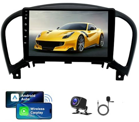 9 Android 13 Car Stereo Radio for Nissan Juke 2010-2014 2G+32G Double Din Wired/Wireless Carplay & Android Auto Car Stereo GPS Sat Navi FM/AM/RDS Radio Receiver w/AHD Rearview Camera Microphone