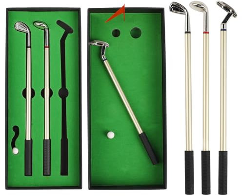 KITDAHOM Mini Golf - Cadeaux Golf pour Hommes - Stylo Fidget, Coffret Stylo Golf, 3 Stylos Club de Golf, Mini Jeux Bureau, Jouet Anti-Stress, Idéal pour Fêtes, Cadeaux Entreprise et Fans Golf