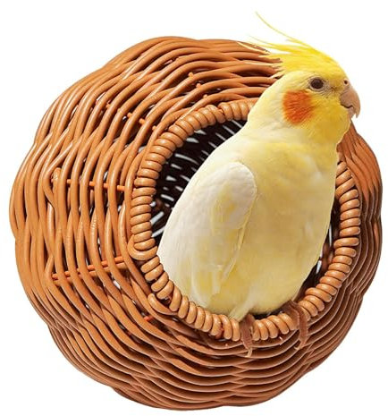 jamgeery Cockatiel Nest, Vogelnest - Hangable Imitation Rattan House für - Hangable handgewebtes Vogelnest für Natur und Käfig für Finch Canary Chickadee