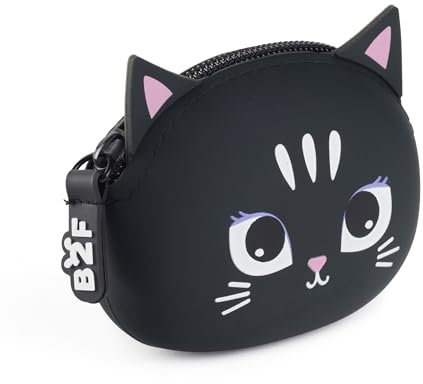 Back2Fun Mondero Silicona Puppies Gatita B2f, Accessoire de Voyage-Portefeuille Mixte Enfant, Noir, 90 x 70 x 35 mm