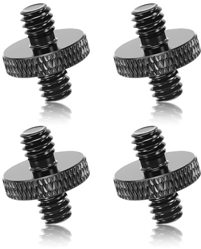 1/4-20 Male to 1/4-20 Male Threaded Tripod Screw Adapter Double Head Stud Standard Mounting Thread Converter for Camera Cage Mount Light Stand Monopod Ballhead Light Stand Rig Tripod (4 Pack)