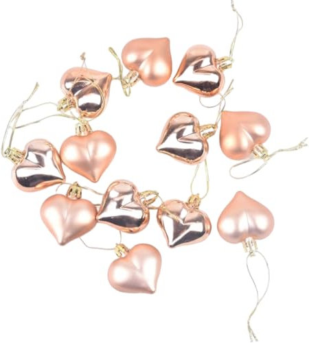 12 Stück herzförmige Weihnachtsbaumkugel Weihnachtsschmuck Weihnachtsmann Festival Dekorationen fröhlich festlich Kunststoff hängend Roségold