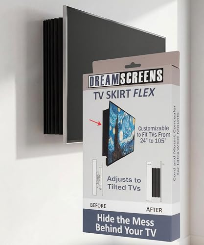 TV Skirt | TV-Seitenabdeckung, Vorhang für Kabel & Fernsehhalterungen | Verdeckt Kabel & Halterungen zuverlässig für ein sauberes Design, ideal zur Kabelordnung bei wandmontierten Fernsehern.