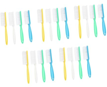 WOFASHPURET 20 pcs Long Handle Nail Brush Plastic Nail Cleaner Brushes Soft Bristles for Gentle Dust Removal for Salon and Personal Use