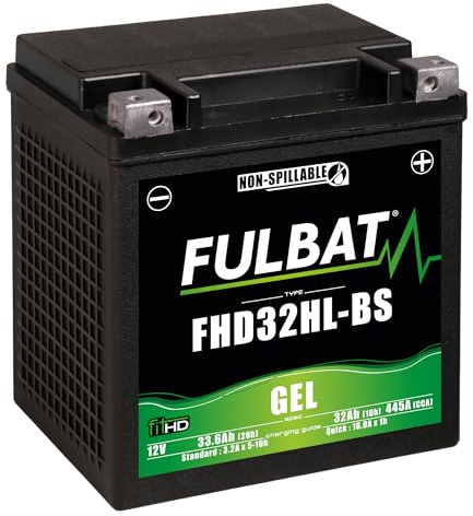 Fulbat FitHD FHD32HL-BS Batterie Moto GEL 12V 33,6Ah 445A – Batterie Sans Entretien Haute Capacité pour Moto, Quad, Scooter, Jet Ski, Motoneige – Résistante aux Vibrations, Compatible Temps Froid