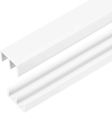 sourcing map Lot de 2 rails de porte coulissante en plastique de 4 m pour fenêtre d'armoire coulissante en verre pour panneaux de 0,6 cm d'épaisseur, pour petite porte de placard de contournement