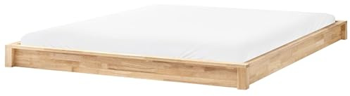 Beliani Bett Holz Hellbraun ohne Kopfteil mit Lattenrost niedrig 180 x 200 cm Antras