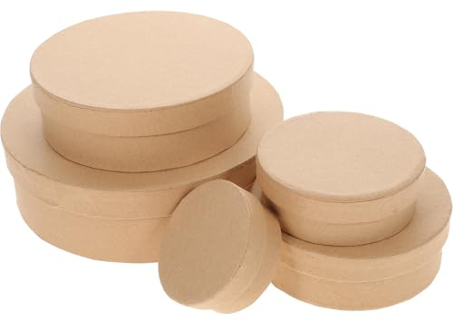 5 Runde Kraftpapierboxen aus Karton, Khaki, für Kerzen und Parfüms | Glatte Oberfläche, Stapelbar und Druckfest, Geeignet für Versand und Partydeko, 5 Stück