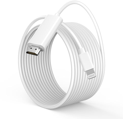 [Certificato Apple MFi] Cavo adattatore da Lightning a HDMI per iPhone a TV, lungo 3 m, 1080p, adattatore AV digitale per iPhone 14, 13, 12, 11, Pro Max, XS, XR X 8, per monitor TV e proiettore