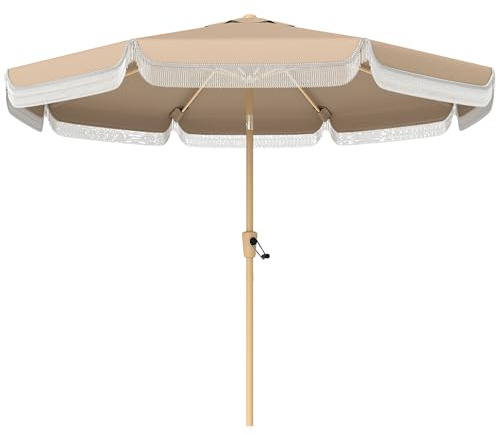 Outsunny Sombrilla Terraza Exterior Ángulo 30° Manivela Ø266x238 cm Caqui