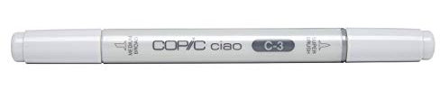 COPIC Ciao Marker Typ C - 3, cool gray No. 3, vielseitiger Layoutmarker, mit einer mittelbreiten und einer Brush-Spitze