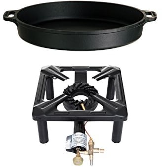 PaellaWorld 404011 Hockerkocher-Set groß mit Gusseisenpfanne Durchmesser 40 cm - mit Zündsicherung