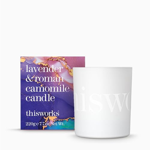 This Works Lavender & Roman Camomile Candle, Scented Hand-Poured Wax, 220g | Soothing aromatherapy candle with pure essential oils, 40hr burn time and recyclable glass container