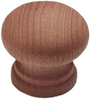 Merriway BH01259 (10 Pcs) 30 mm Unlacquered Beech Wooden Cupboard Cabinet Door Knobs, Drilled for Woodscrew Dowel Screw - Pack of 10 Pieces
