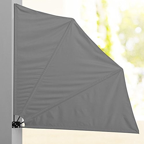 casa.pro Balkonfächer Ragusa Wandklappschirm Wandschirm Seitenmarkise Sichtschutz Balkon Sonnen Wind Schutz Grau 160x160cm