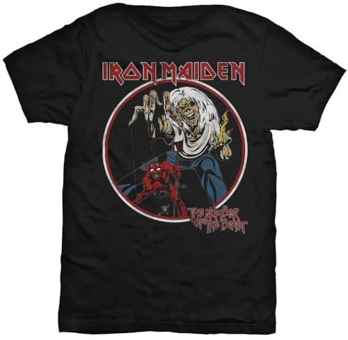 Iron Maiden Unisex T-Shirt: Number of The Beast Vintage (Schwarz)