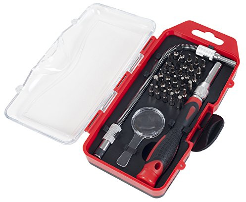 30-Piece Precision Screwdriver Set – Includes Removable Flexible Shaft, Magnifying Glass, 30 Bits, and Plastic Case – Home Tool Kit by Stalwart