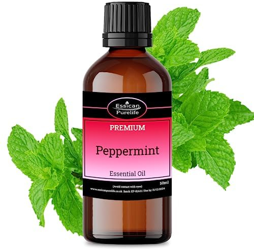 Peppermint Essential Oil 50ml for Hair, Spider Repellent & Rat Repellent - Oil Burners Compatible, Essential Oils for Skin Benefits - 100% Pure Natural Peppermint Oil