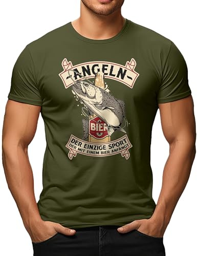 Herren Angler T-Shirt als Geschenk für Angler und Fischer: Angeln - Der einzige Sport, der mit einem Bier anfängt