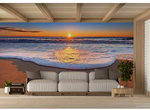 Fotomural Vinilo para Pared Espuma de Mar al Atardecer | Fotomural para Paredes | Mural | Vinilo Decorativo | Varias Medidas 100 x 70 cm | Decoración comedores, Salones, Habitaciones.