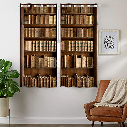 YISUMEI - Lot de 2 Rideaux Opaques - Bibliothèque - 180 x 140 cm - avec œillets pour Chambre à Coucher, Salon