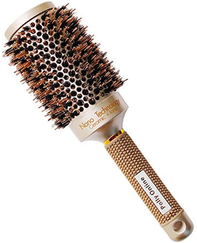 Cepillo redondo de secado por soplado, cerdas de jabalí iónicas, antiestático, cepillo redondo para secar el cabello, rizar y alisar
