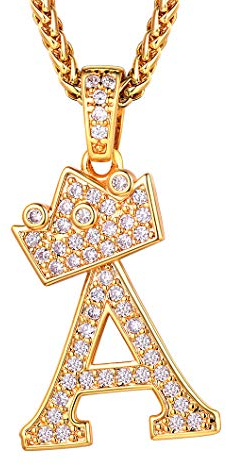 Richsteel Buchstaben kette 18k vergoldete Krone Halskette mit AAA + CZ Buchstabe A mit Zirkon mit Geschenkebox und Schmuckbeutel für Mädchen