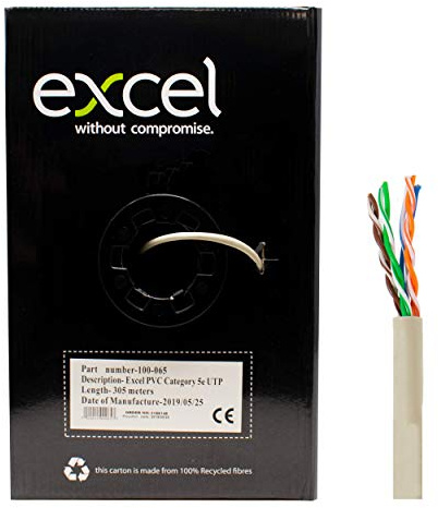 I-CHOOSE LIMITED Grey 305m Cat5e Cable Reel / AWG24 Ethernet LAN U/UTP PVC Roll Bulk Box / 1000ft Networking